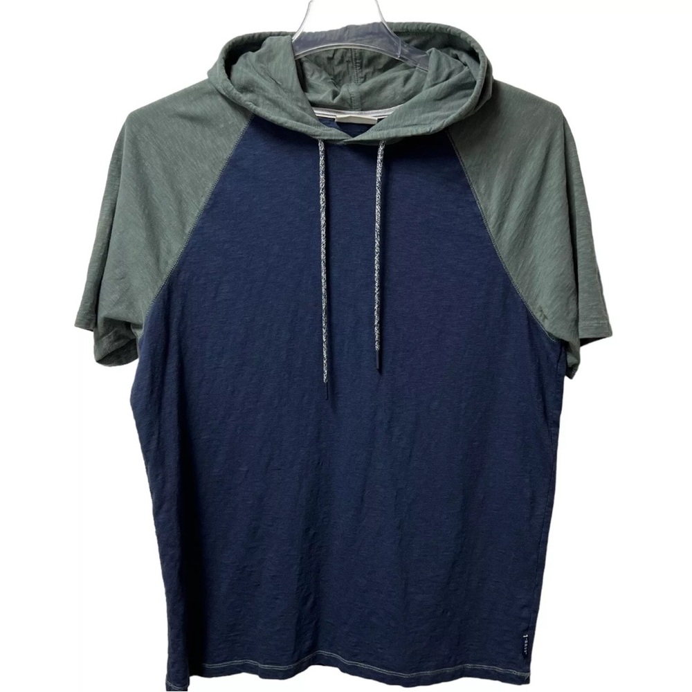ROWM Raglan Baseball Blue Green Shirt Men’s Size Large Hooded T-shirt